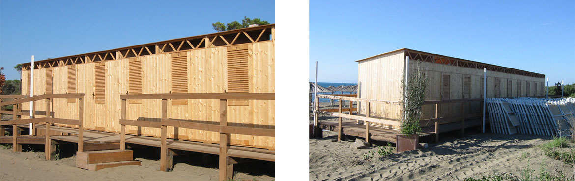 cabine in legno per stabilimenti balneari