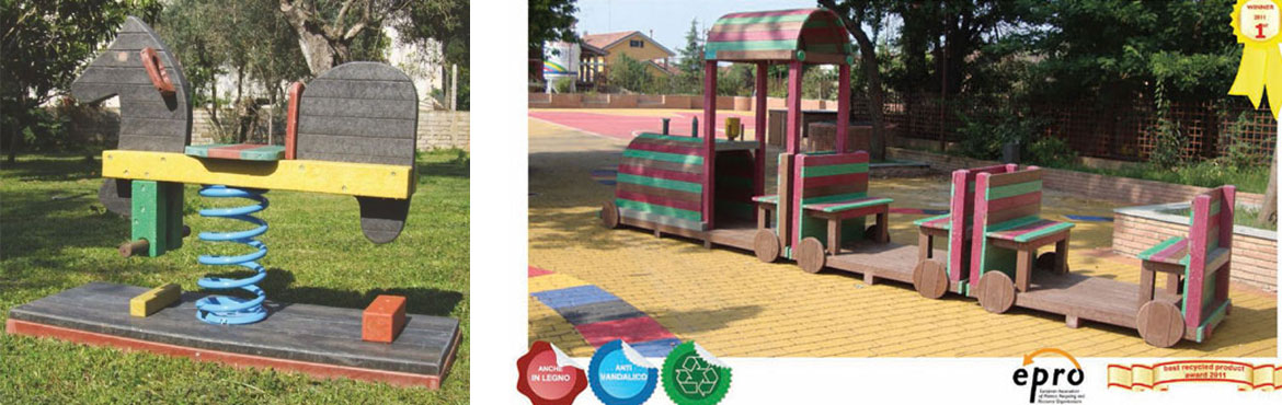 giochi bambini in plastica riciclata per parchi gioco